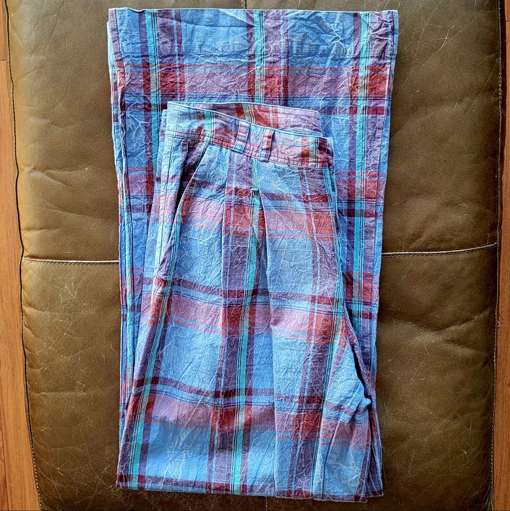 Anthropologie Plaid Wide-leg Pant Size 8